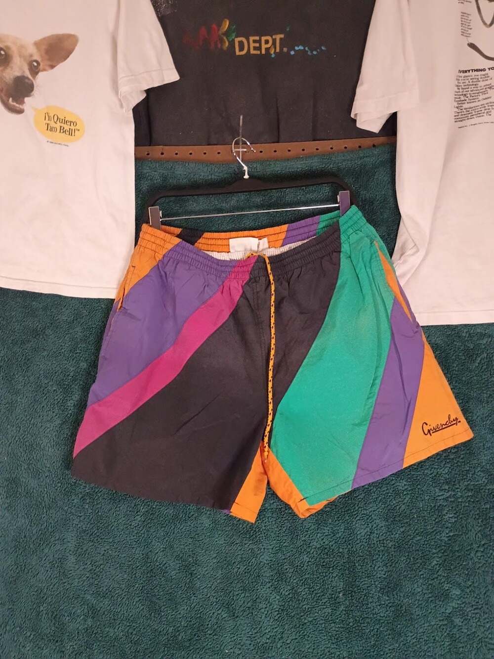 Vintage Givenchy Activewear Colorblock Geometric Swim Shorts